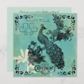 Blauwgroen Blue  Peacock Weddenschap Kaart (Voorkant / Achterkant)
