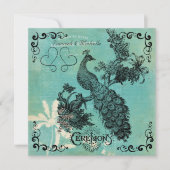 Blauwgroen Blue  Peacock Weddenschap Kaart (Voorkant)