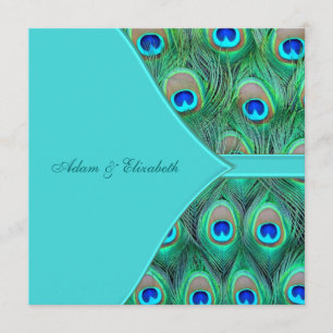 Blauwgroen Blue Peacock Wedding Kaart
