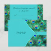Blauwgroen Blue Peacock Wedding RSVP (Voorkant / Achterkant)
