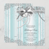 Blauwgroen Blue Pearl Cross Eerste Communie Kaart (Voorkant / Achterkant)