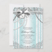 Blauwgroen Blue Pearl Cross Eerste Communie Kaart (Voorkant)