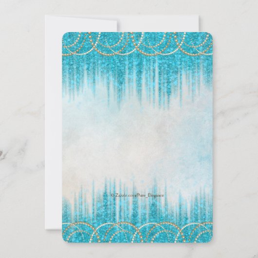 Blauwgroen Blue Pearl Waterverf Masquerade Party Kaart (Achterkant)