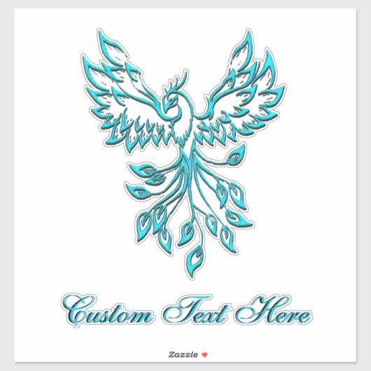 Blauwgroen Blue Phoenix met aangepaste tekst Sticker (Vel)
