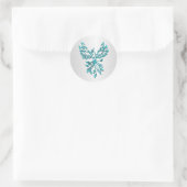 Blauwgroen Blue Phoenix op Zilver Ronde Sticker (Tas)