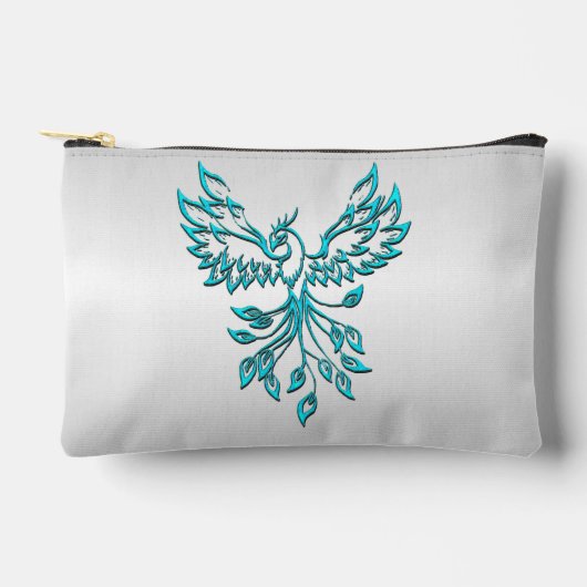 Blauwgroen Blue Phoenix stijgt op zilver Etui (Voorkant)