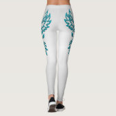 Blauwgroen Blue Phoenix stijgt op zilver Leggings (Achterkant)