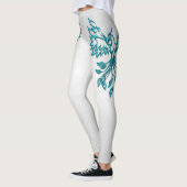 Blauwgroen Blue Phoenix stijgt op zilver Leggings (Links)