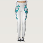 Blauwgroen Blue Phoenix stijgt op zilver Leggings (Voorkant)