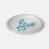 Blauwgroen Blue Phoenix stijgt op zilver Papieren Bordje (Gekanteld)
