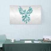 Blauwgroen Blue Phoenix stijgt op zilver Spandoek (Beurs)