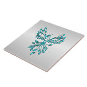 Blauwgroen Blue Phoenix stijgt op zilver Tegeltje (Zijkant)