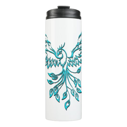 Blauwgroen Blue Phoenix stijgt Thermosbeker (Voorkant)