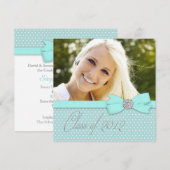 Blauwgroen Blue Photo Graduation-aankondigingen Kaart (Voorkant / Achterkant)