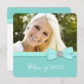 Blauwgroen Blue Photo Graduation-aankondigingen Kaart (Voorkant / Achterkant)