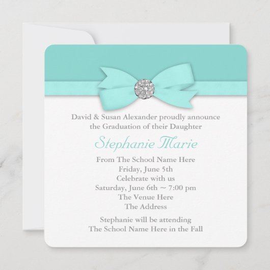 Blauwgroen Blue Photo Graduation-aankondigingen Kaart (Achterkant)