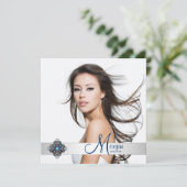 Blauwgroen Blue Photo Graduation-aankondigingen Kaart (Staand voorkant)