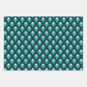 BLAUWGROEN BLUE PINK GRAY ART DECO PATTERS INPAKPAPIER VEL (Voorkant)