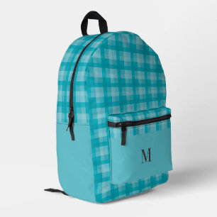 Blauwgroen Blue Plaid Controles Gepersonaliseerde Bedrukte Rugzak