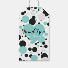 Blauwgroen Blue Polka Dots Glam Party Dank je Cadeaulabel