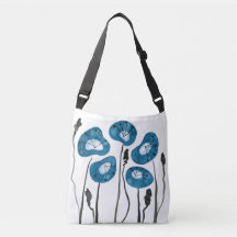 Blauwgroen Blue Poppies Crossbody Bag