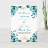 Blauwgroen Blue Princess Tiara Quinceanera-program (Achterkant)