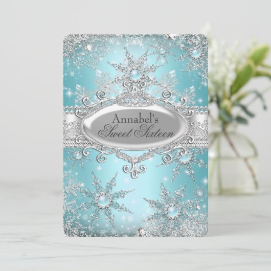 Blauwgroen Blue Princess Winter Wonderland Sweet 1 Kaart (Staand voorkant)