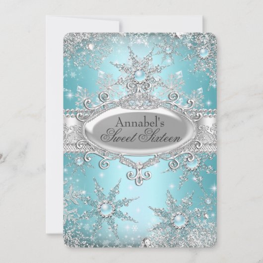 Blauwgroen Blue Princess Winter Wonderland Sweet 1 Kaart (Voorkant)