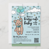 Blauwgroen Blue QR-code beary Cute Boy Baby shower Kaart (Voorkant)