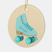 Blauwgroen Blue Retro Quad Roller Schaats Foto Keramisch Ornament (Links)