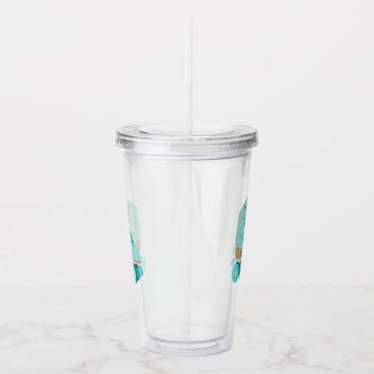 Blauwgroen Blue Retro Quad Roller Schaats, speciaa Acryl Drinkbeker (Rechts)