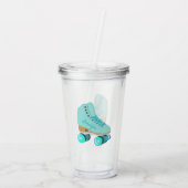 Blauwgroen Blue Retro Quad Roller Schaats, speciaa Acryl Drinkbeker (Achterkant)