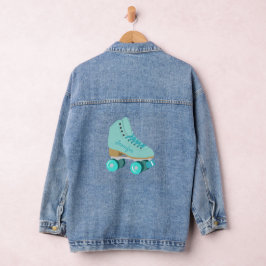 Blauwgroen Blue Retro Quad Roller Schaats, speciaa Denim Jacket