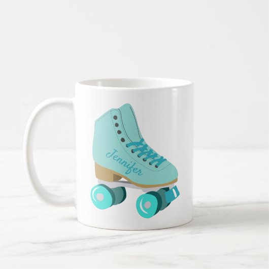 Blauwgroen Blue Retro Quad Roller Schaats, speciaa Koffiemok (Links)