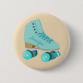 Blauwgroen Blue Retro Quad Roller Schaats, speciaa Ronde Button 5,7 Cm