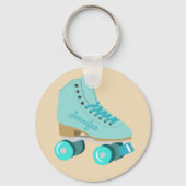 Blauwgroen Blue Retro Quad Roller Schaats, speciaa Sleutelhanger (Voorkant)