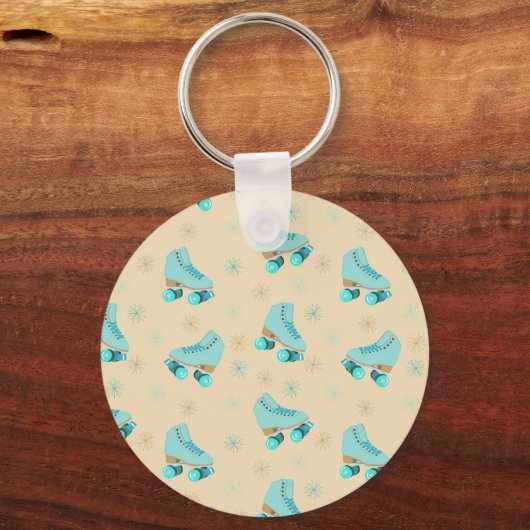 Blauwgroen Blue Retro Quad Roller Schaats, speciaa Sleutelhanger (Achterkant)