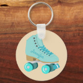 Blauwgroen Blue Retro Quad Roller Schaats, speciaa Sleutelhanger (Voorkant)