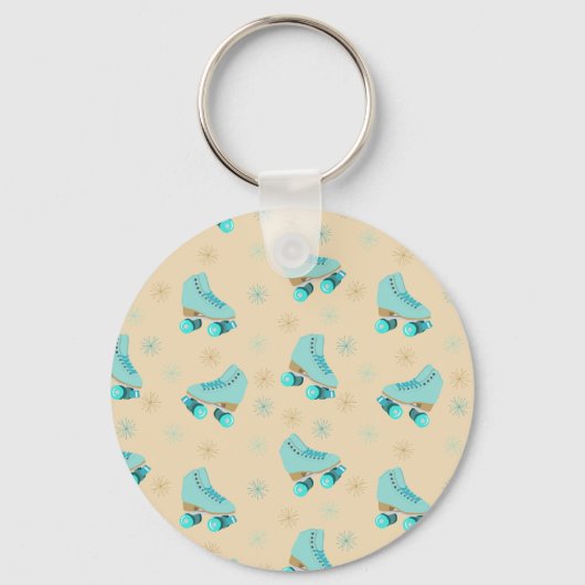 Blauwgroen Blue Retro Quad Roller Schaats, speciaa Sleutelhanger (Achterkant)