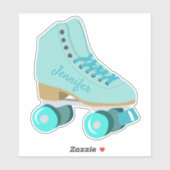 Blauwgroen Blue Retro Quad Roller Schaats, speciaa Sticker (Vel)