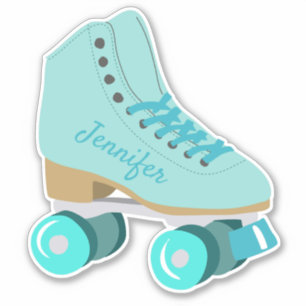 Blauwgroen Blue Retro Quad Roller Schaats, speciaa Sticker