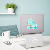 Blauwgroen Blue Retro Quad Roller Schaats, speciaa Sticker (Laptop op bureau)