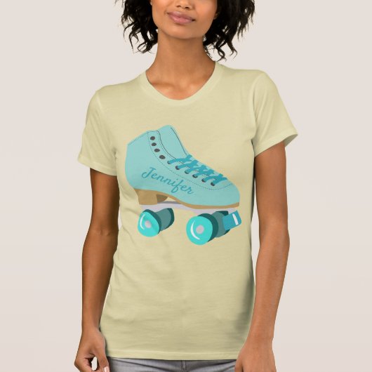 Blauwgroen Blue Retro Quad Roller Schaats, speciaa T-shirt (Voorkant)