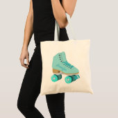 Blauwgroen Blue Retro Quad Roller Schaats, speciaa Tote Bag (Voorkant (product))