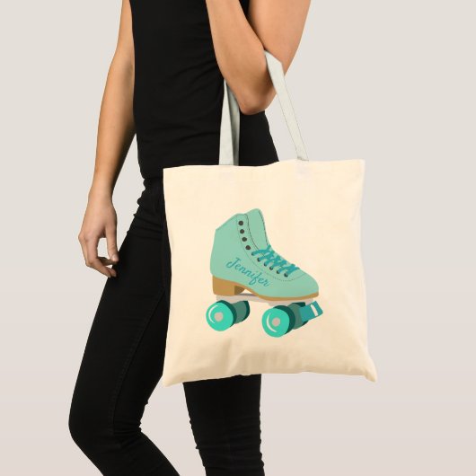 Blauwgroen Blue Retro Quad Roller Schaats, speciaa Tote Bag (Voorkant (product))