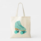 Blauwgroen Blue Retro Quad Roller Schaats, speciaa Tote Bag (Achterkant)