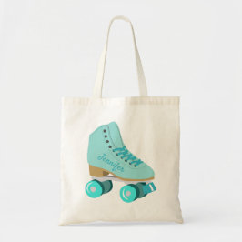 Blauwgroen Blue Retro Quad Roller Schaats, speciaa Tote Bag