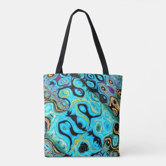 Blauwgroen Blue Ripples Canvas tas (Achterkant)