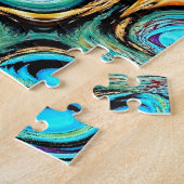 Blauwgroen Blue Ripples Jigsaw Puzzel (Zijkant)