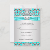 Blauwgroen Blue RSVP Response Kaart (Achterkant)